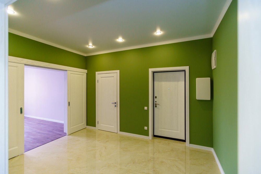 room painted with a vibrant green tone